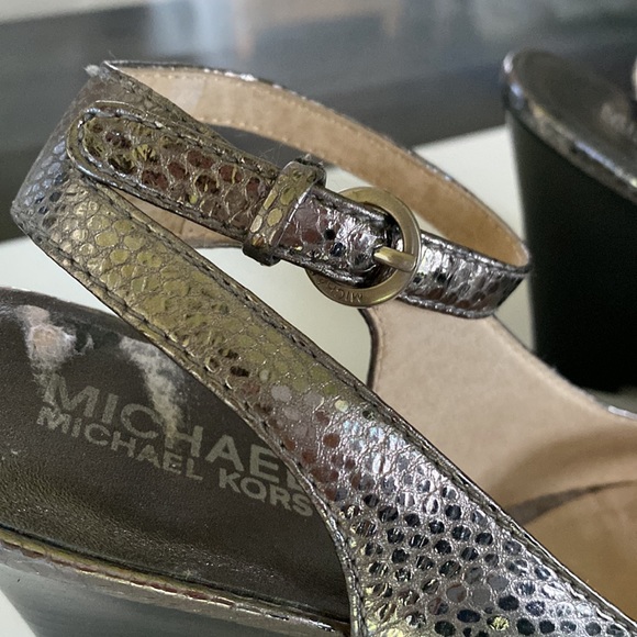 Michael Kors Stacked Wedge Heel Peek-a-Boo Toe Sandals - Picture 8 of 14